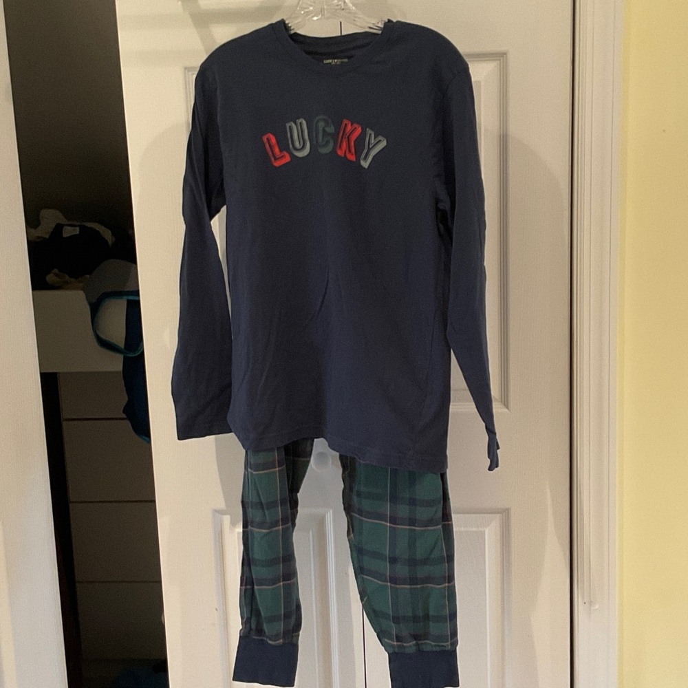 Lucky Brand-Men’s PJ Set, Green/Blue, size M, EUC